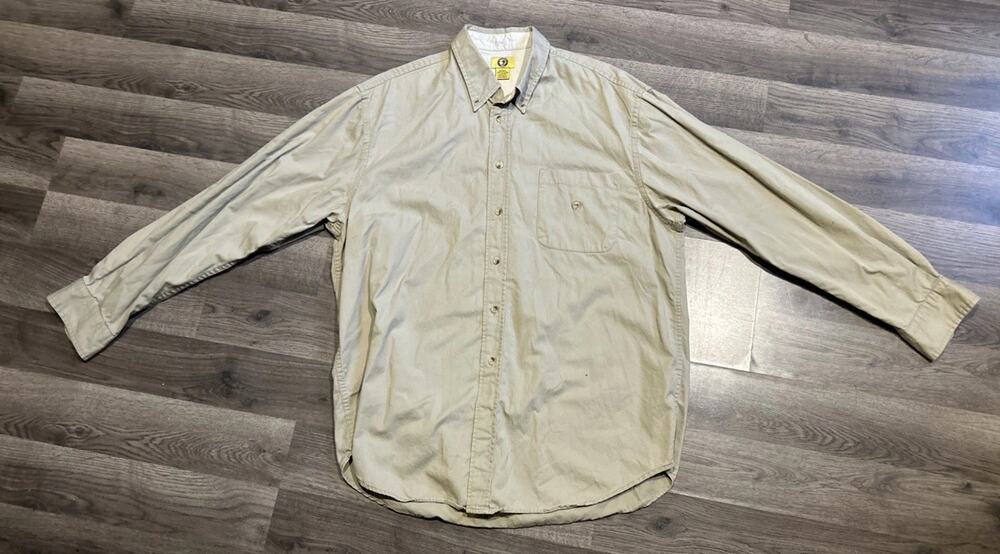 Men’s Large Duck Head 1865 Beige Long Sleeve Button Up Shirt